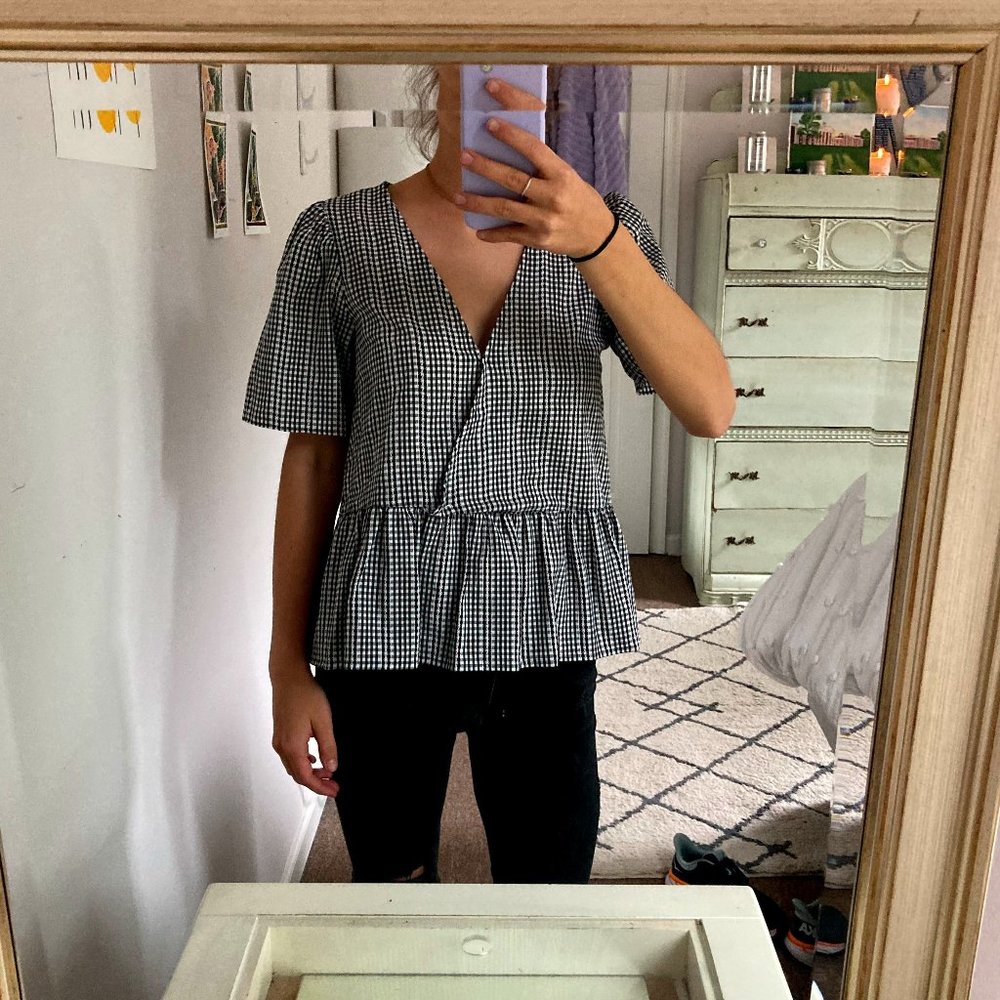 Madewell Crossover Peplum in Textured Gingham